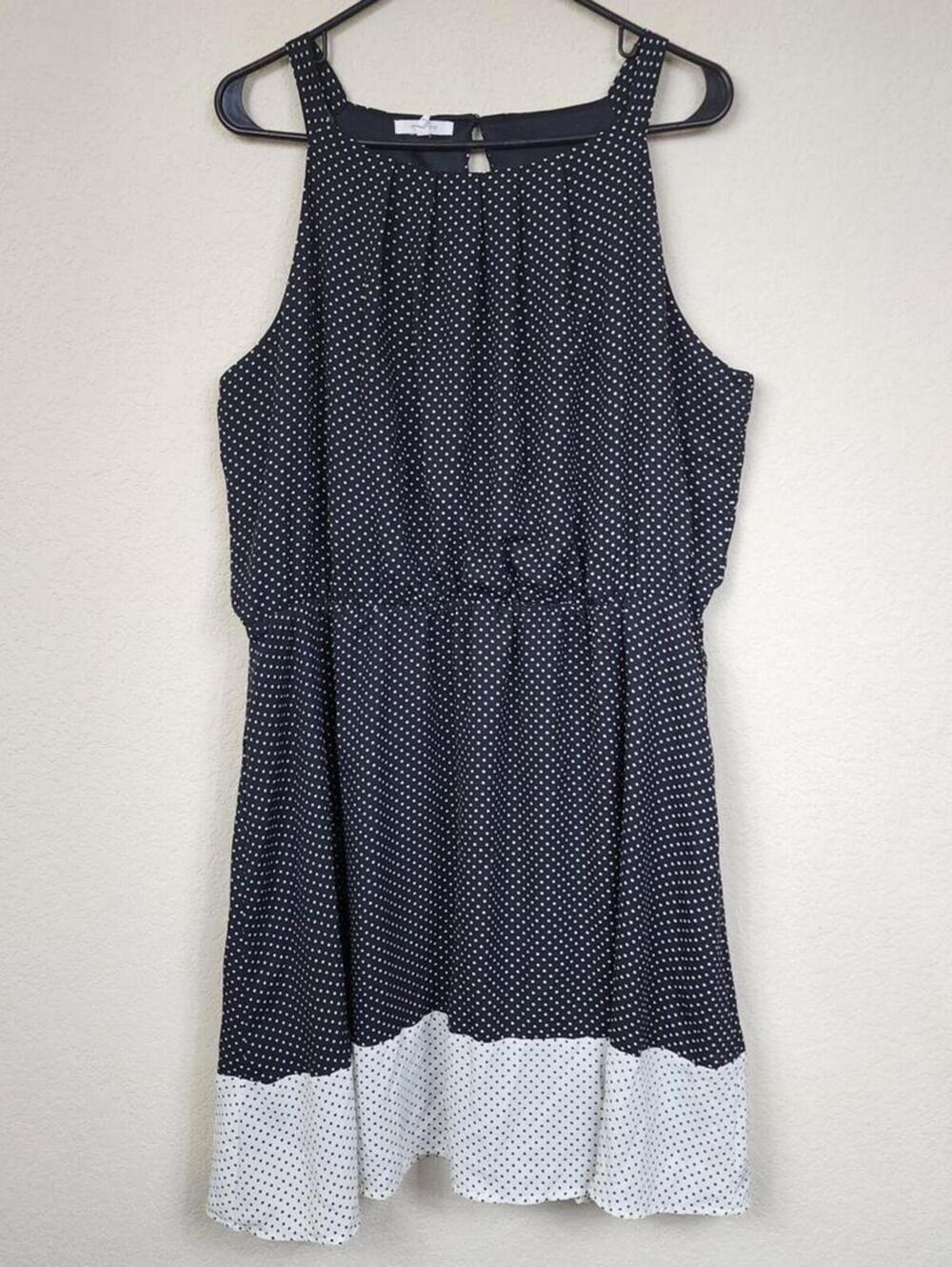 Maurices Black White Polka Dot Pleated Retro Pinup Dress